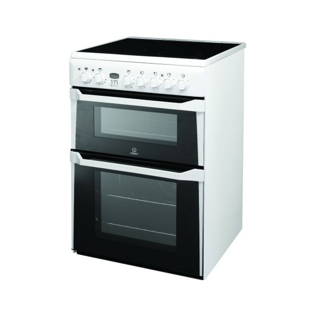 Indesit ID60C2WS Electric Cooker Ceramic Double Oven In White