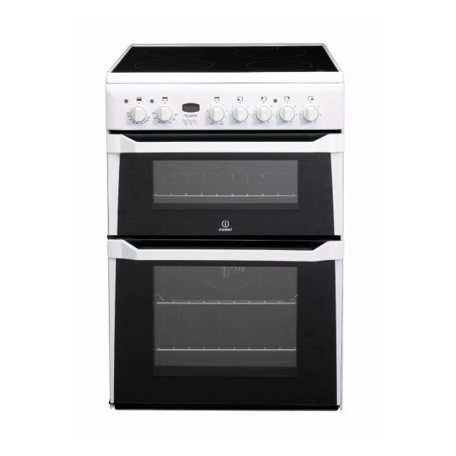 Indesit ID60C2WS Electric Cooker Ceramic Double Oven In White