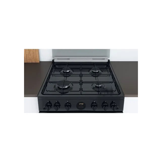 Indesit ID67G0MCBUK 60cm Double Oven Gas Cooker with Lid - Black