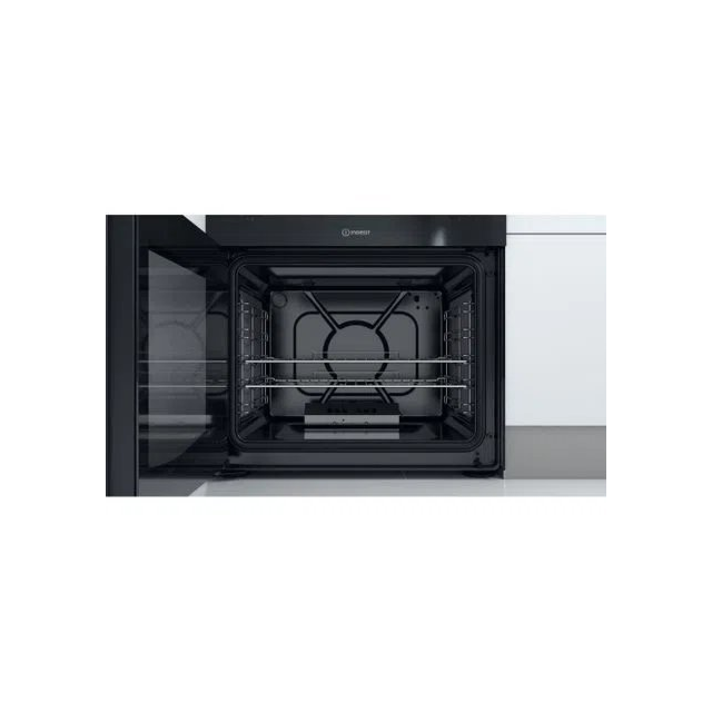 Indesit ID67G0MCBUK 60cm Double Oven Gas Cooker with Lid - Black