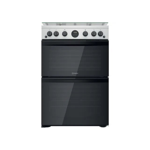Indesit ID67G0MCXUK 60cm Double Oven Gas Cooker with Gas Hob - Stainless Steel