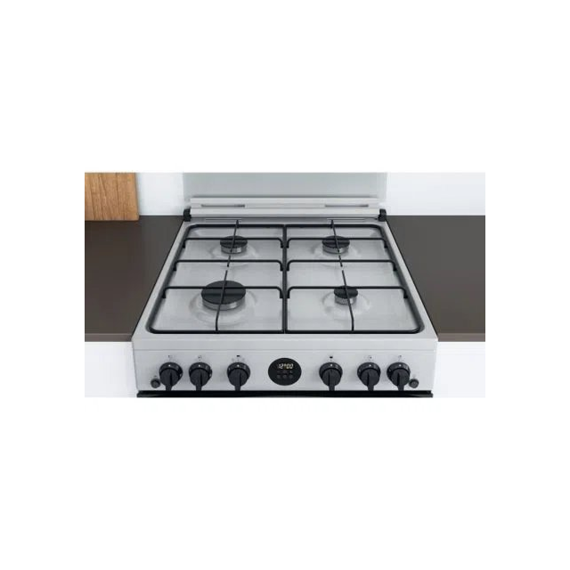 Indesit ID67G0MCXUK 60cm Double Oven Gas Cooker with Gas Hob - Stainless Steel