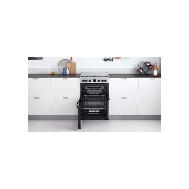 Indesit ID67G0MCXUK 60cm Double Oven Gas Cooker with Gas Hob - Stainless Steel