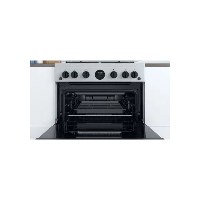 Indesit ID67G0MCXUK 60cm Double Oven Gas Cooker with Gas Hob - Stainless Steel