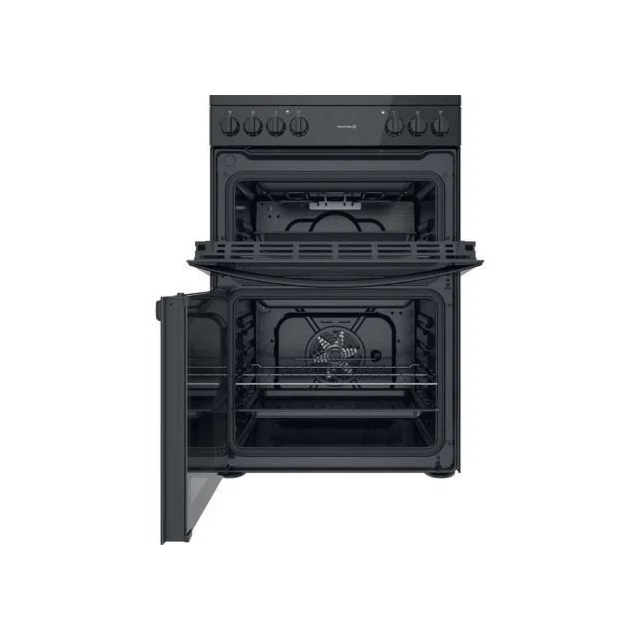 Indesit ID67V9KMBUK 60cm Double Oven Electric Cooker with Ceramic Hob - Black