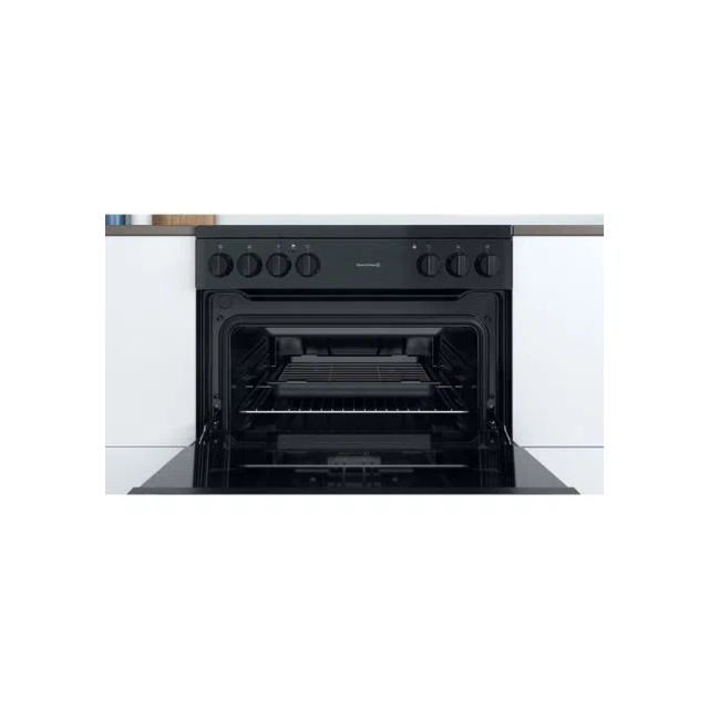 Indesit ID67V9KMBUK 60cm Double Oven Electric Cooker with Ceramic Hob - Black