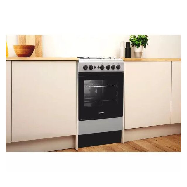 Indesit Click&Clean IS5G1PMSS/UK 50cm Gas Cooker - Silver