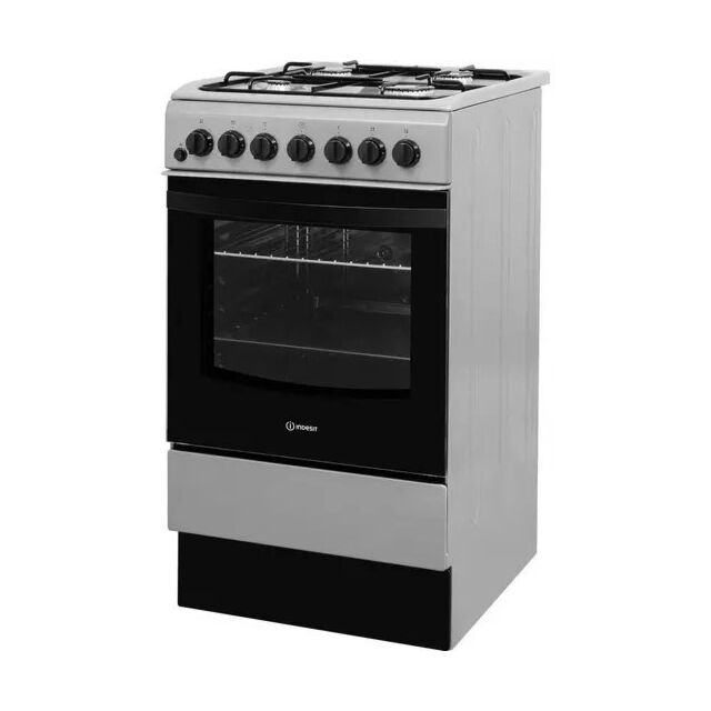 Indesit Click&Clean IS5G4PHSS 50cm Dual Fuel Cooker - Silver