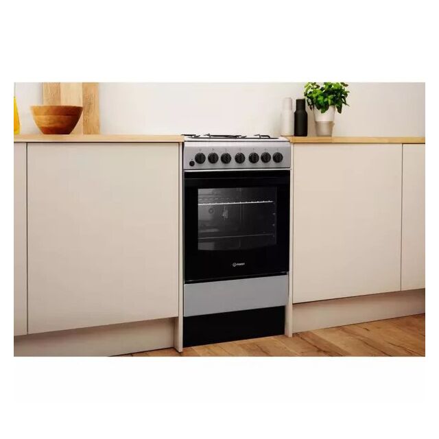 Indesit Click&Clean IS5G4PHSS 50cm Dual Fuel Cooker - Silver