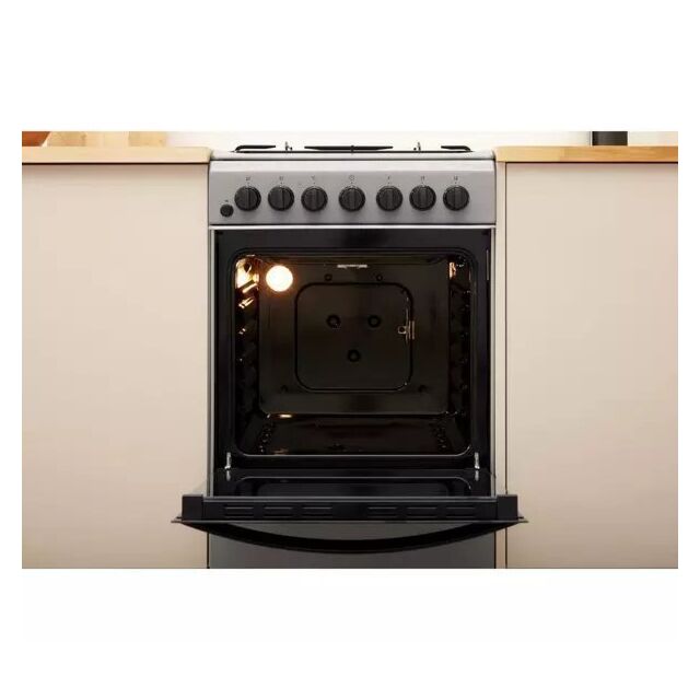 Indesit Click&Clean IS5G4PHSS 50cm Dual Fuel Cooker - Silver