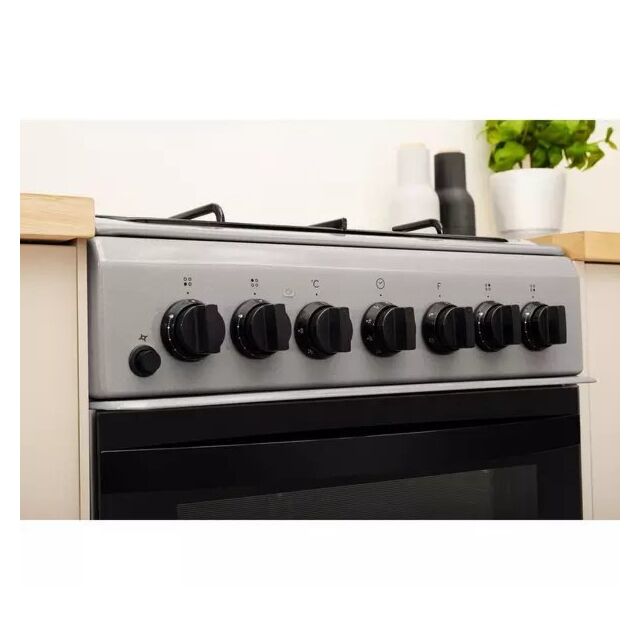 Indesit Click&Clean IS5G4PHSS 50cm Dual Fuel Cooker - Silver