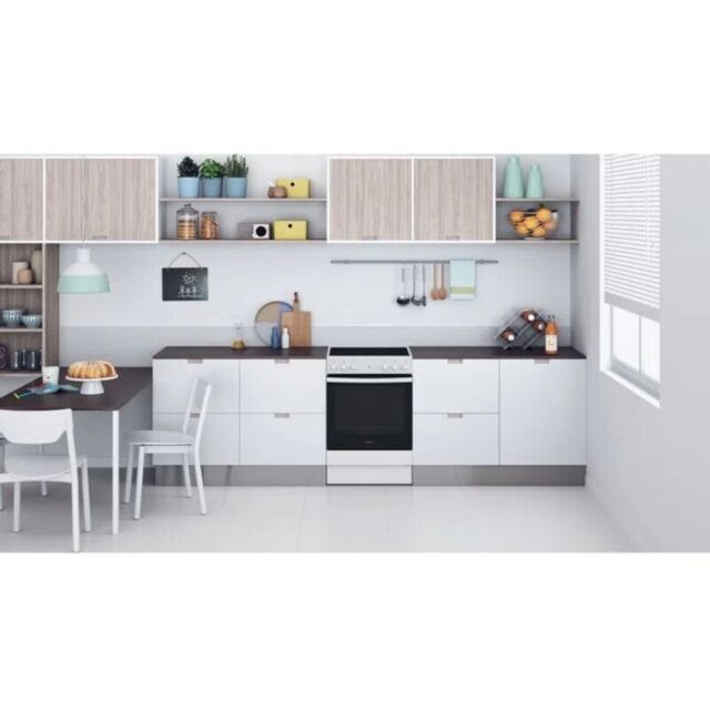 Indesit IS67V5KHW 60cm Single Oven Electric Cooker with Ceramic Hob - White