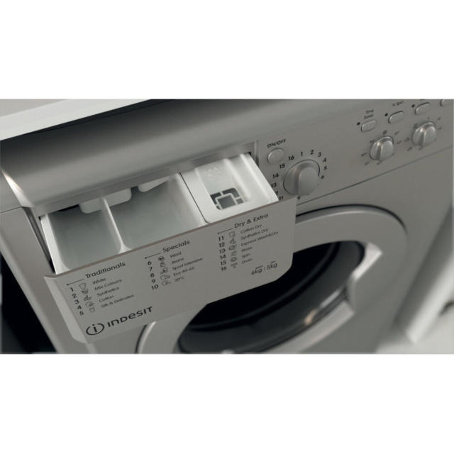 Indesit IWDC65125SUKN 6kg/5kg 1200 Spin Washer Dryer - Silver