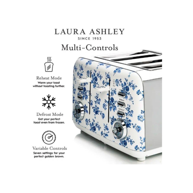 Laura Ashley VQSBT583LACR 4 Slice Toaster In China Rose From Laura Ashley 