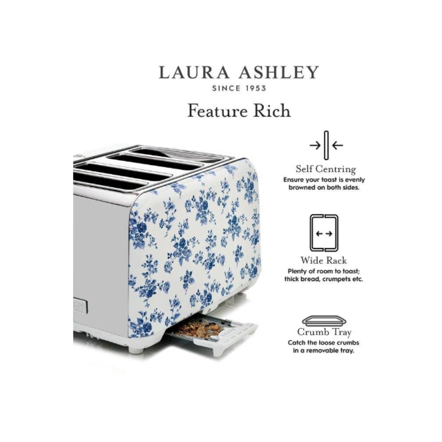 Laura Ashley VQSBT583LACR 4 Slice Toaster In China Rose From Laura Ashley 