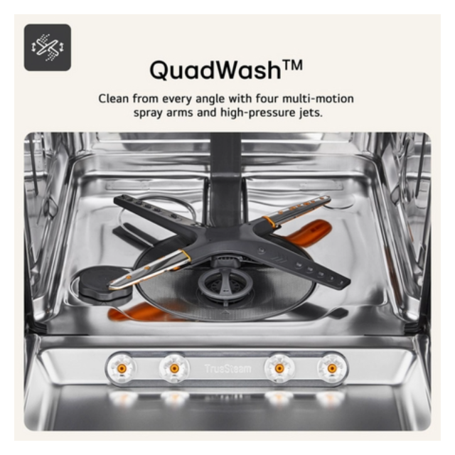Lg DF587HMS TrueSteam QuadWash  WiFi Connected Full Size Dishwasher - Matte Black - 14 Pla