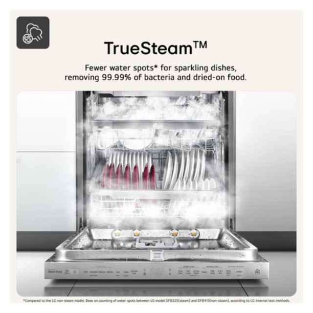 Lg DF587HMS TrueSteam QuadWash  WiFi Connected Full Size Dishwasher - Matte Black - 14 Pla