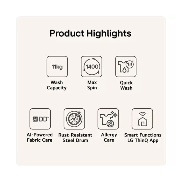 Lg F4Y711NCTN1 Series 4 Pro Ai Direct Drive F4y711nctn1 - 11 Kg Washing Machine - Onyx Black