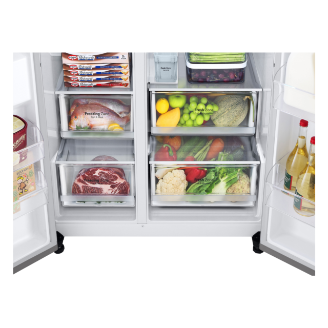 LG GSLV71PZTD 91.3cm Frost Free American Style Fridge Freezer - Shiny Steel