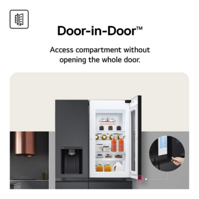 Lg GSXE90EVAD Instaview™ Side-By-Side Refrigerator, Essence Black Steel