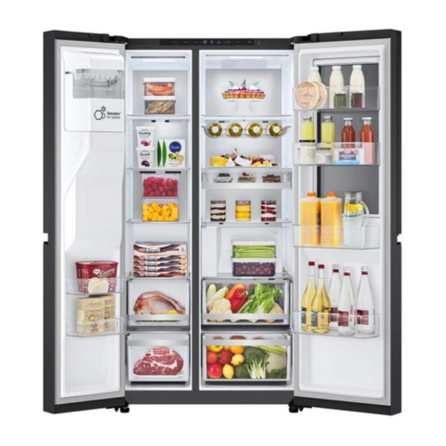 Lg GSXE90EVAD Instaview™ Side-By-Side Refrigerator, Essence Black Steel