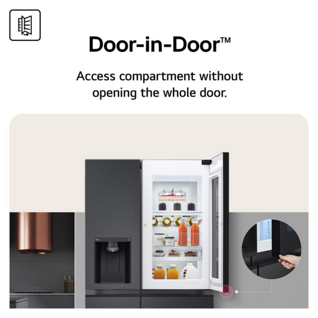 LG GSXE90EVAD 96.8cm 60/40 No Frost Fridge Freezer Black Steel