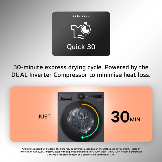 LG RHX7009TBB 9kg Heat Pump Tumble Dryer