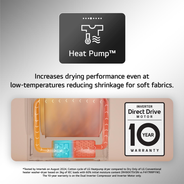 LG RHX7009TBB 9kg Heat Pump Tumble Dryer