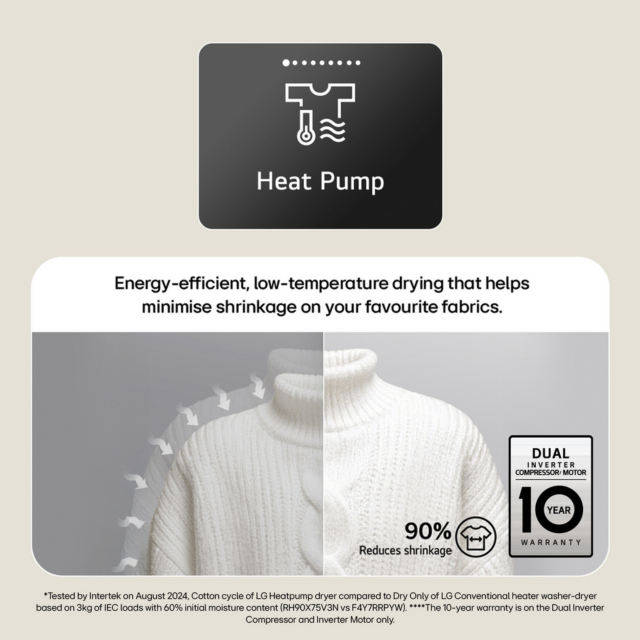 LG RHX7010TWB 10kg Heat Pump Tumble Dryer White