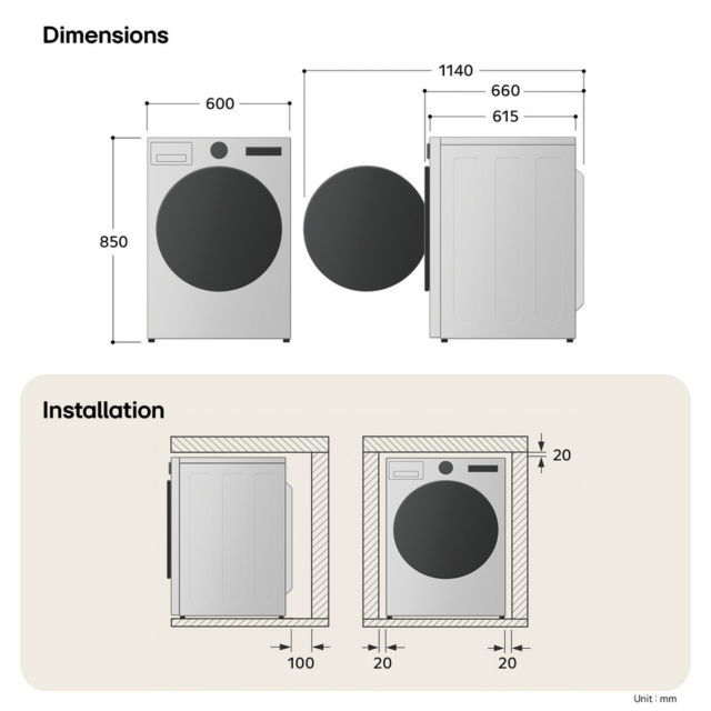 LG RHX7010TWB 10kg Heat Pump Tumble Dryer White