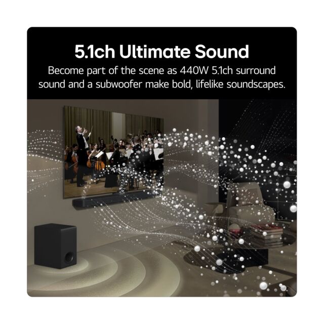LG US60T Wireless 3.1ch Soundbar & Subwoofer - Black