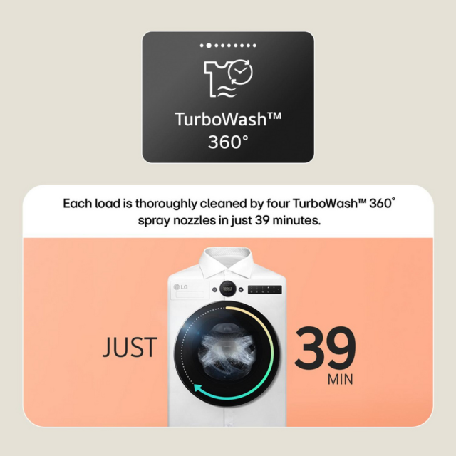 LG WHX9516TBC 11kg/6kg 1400 Spin Washer Dryer - Black