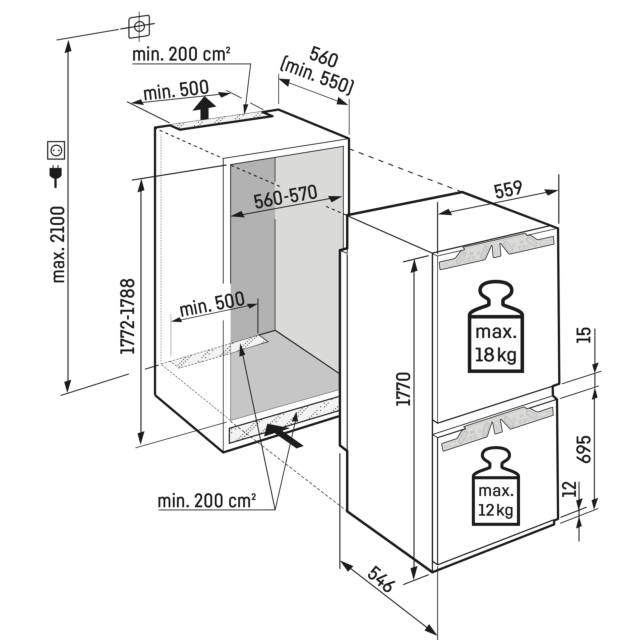 Liebherr ICNC5103 Integrated No Frost Fridge Freezer with EasyFresh