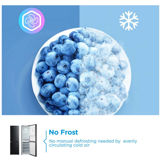 Midea MDRB379FGD30 60/40 No Frost Fridge Freezer Black