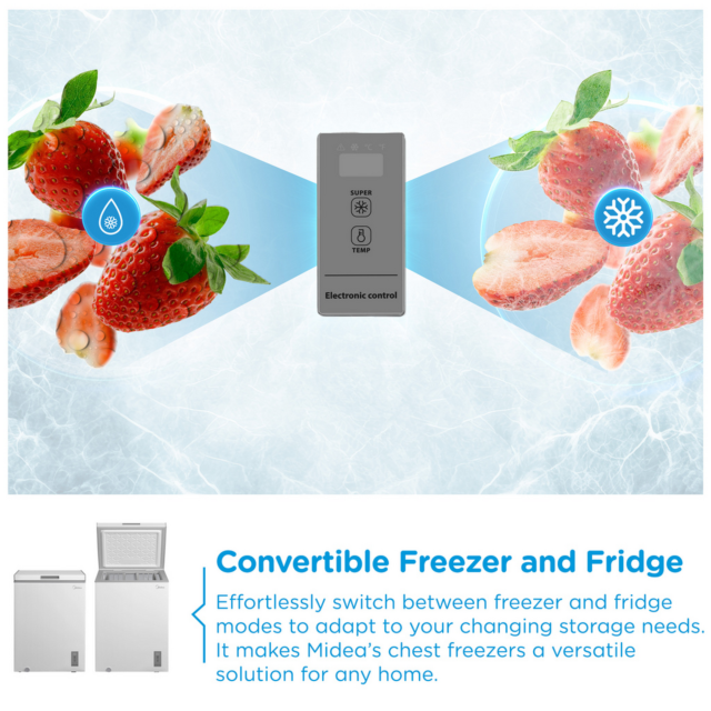 Midea MDRC211FZE01 143L Static Chest Freezer White