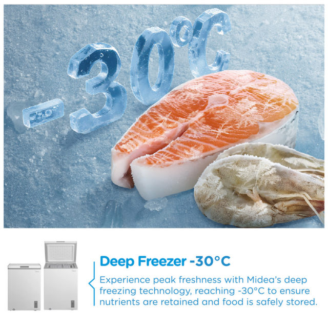 Midea MDRC211FZE01 143L Static Chest Freezer White
