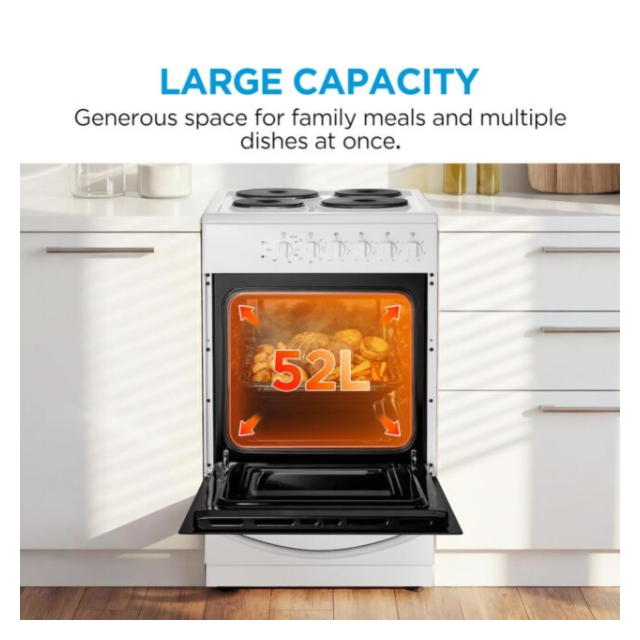 Midea MFO20DME4H109-WH 50Cm Sealed Plate Electric Freestanding Cooker In White 