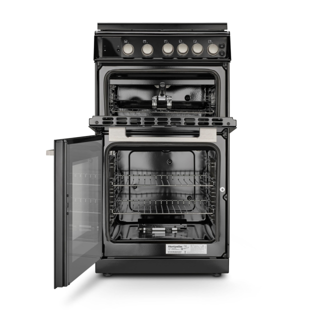 Montpellier MDOG50LK 50cm Double Oven Gas Cooker with Gas Hob - Black