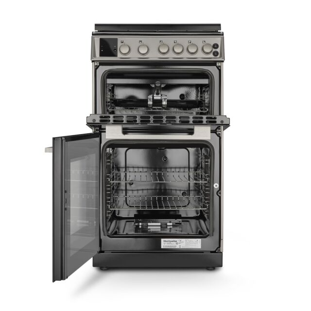 Montpellier MDOG50LS 50cm Gas Double Oven With Lid Silver - LPG Jets Included