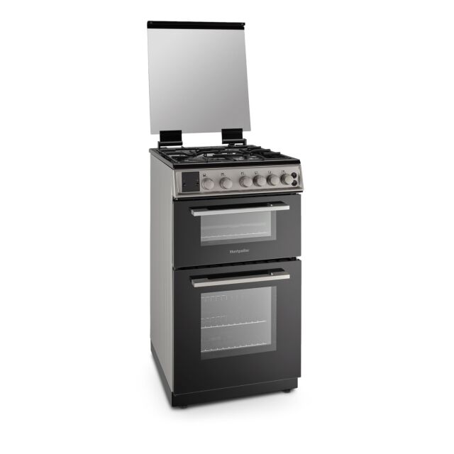 Montpellier MDOG50LS 50cm Gas Double Oven With Lid Silver - LPG Jets Included