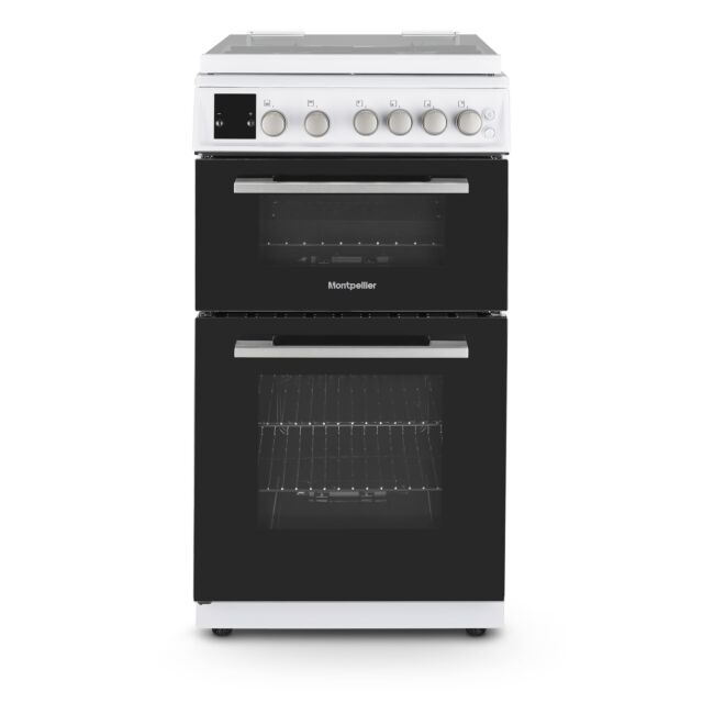Montpellier MDOG50LW 50cm Gas Double Oven With Lid White - LPG Jets Included