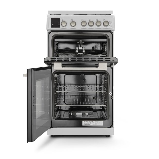 Montpellier MDOG50LW 50cm Gas Double Oven With Lid White - LPG Jets Included