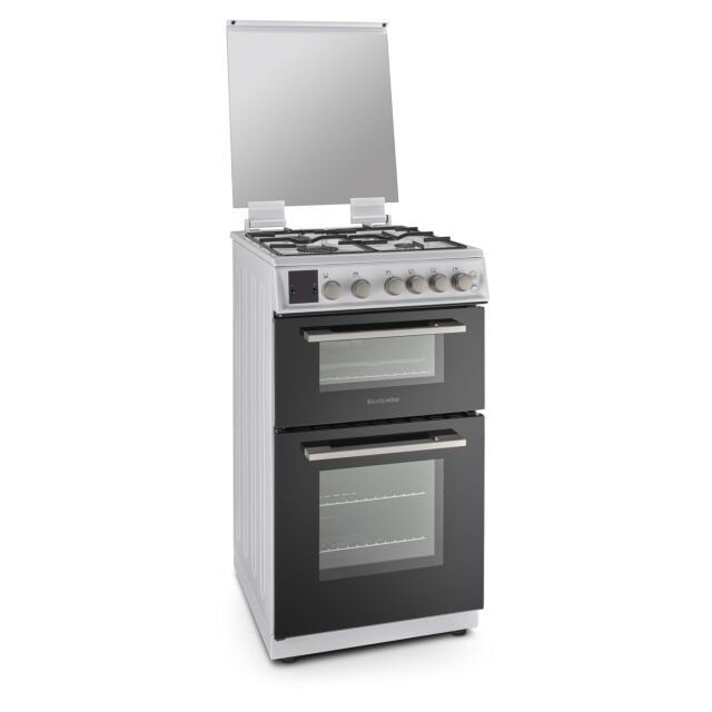 Montpellier MDOG50LW 50cm Gas Double Oven With Lid White - LPG Jets Included
