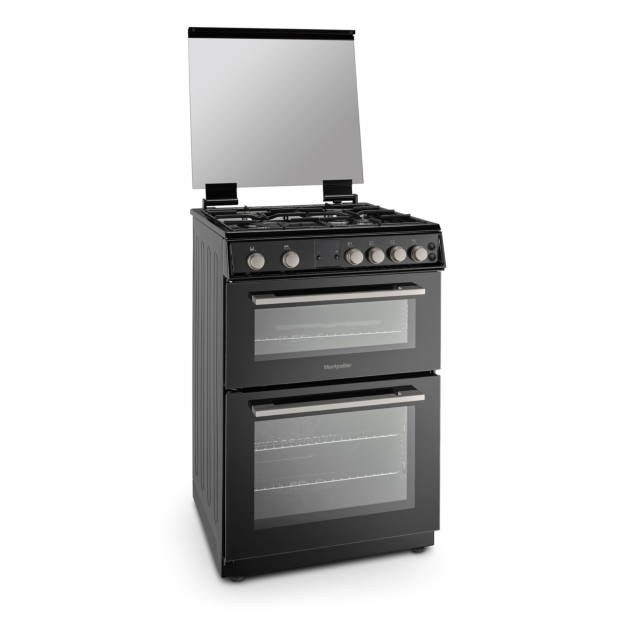 Montpellier MDOG60LK 60cm Double Oven Gas Cooker with Gas Hob - Black