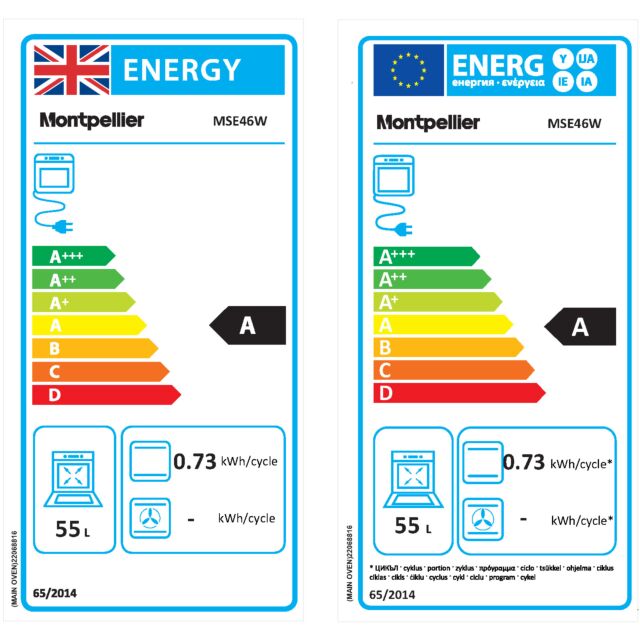 Montpellier MSE46W 50cm Electric Cooker in White - 4 Zone Solid Plate Hob