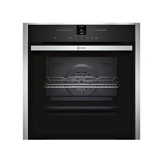 Neff B57CR23N0B Pyrolytic Slide & Hide 59.5Cm Built In Electric Single Oven - Stainless Steel