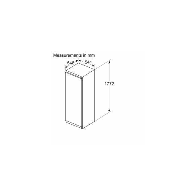 Neff KI1811SE0G 177x54 built in fridge 2 FreshSafe drawers LED Light 7 glass shelves sliding hinge