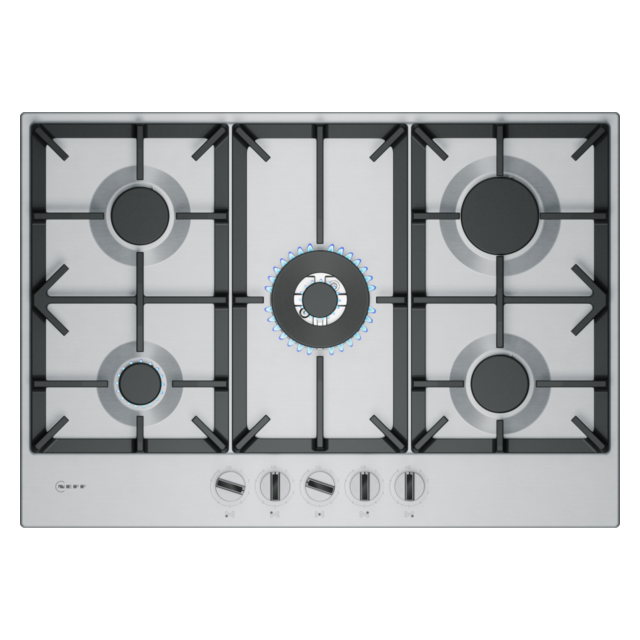 Neff T27CIQ8N0 75cm 5 burner 4.0kW Wok burner Optimised FlameSelect 3 Dishwasher suitable cast iron 