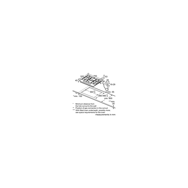 Neff T27CIQ8S0 75cm 5 burner 4.0kW Wok burner Optimised FlameSelect 3 Dishwasher suitable cast iron 