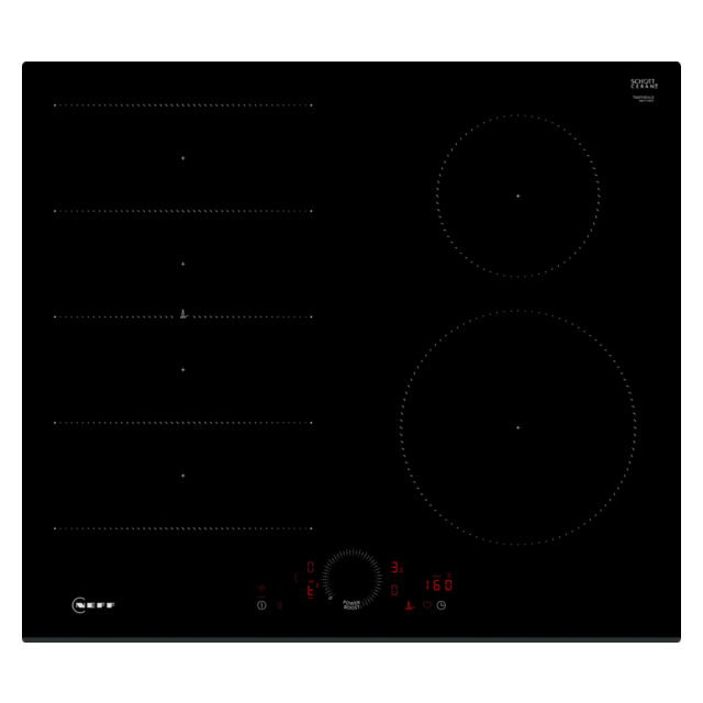 Neff T66FHE4L0 60cm Flex Induction Hob Twist Touch Control 1xFlex + 2 zones Extended Frying Sensor H
